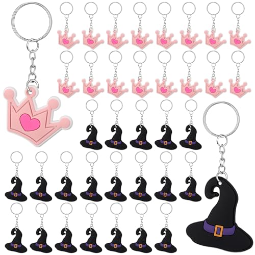 Equsion 36 Stück Prinzessin und Hexe Schlüsselanhänger Krone Hexenhut Silikon Schlüsselanhänger für rosa und grün Geburtstag Party Gastgeschenke Geschenke, Hauptsächlich Rosa, Lila, Schwarz, keychain Equsion 36 Stück Prinzessin und Hexe Schlüsselanhänger Krone Hexenhut Silikon Schlüsselanhänger für rosa und grün Geburtstag Party Gastgeschenke Geschenke, Hauptsächlich Rosa, Lila, Schwarz, keychain von Equsion