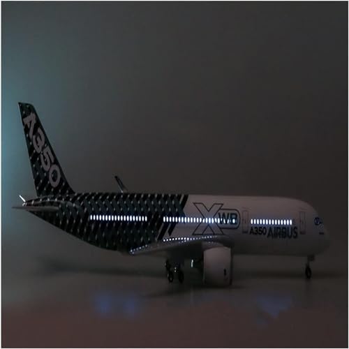 ErModa GYJ 47 cm großer Airbus-Simulations-Zivilflugzeugmodell-Prototyp mit Rädern und Lichtern, Flache Dekoration mit schwarzer Kohlefaserbeschichtung Fein von ErModa