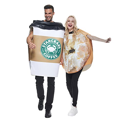 EraSpooky Bagel und Kaffee Kostüm Set für Erwachsene für Party Cosplay Halloween, Fasching, Themenparty Kleidung, Rollenspiel, Paarkostüm EraSpooky Bagel und Kaffee Kostüm Set für Erwachsene für Party Cosplay Halloween, Fasching, Themenparty Kleidung, Rollenspiel, Paarkostüm von EraSpooky