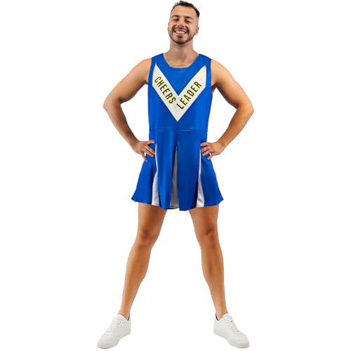 EraSpooky Cheerleader-Kostüm für Herren, lustiges Erwachsenenkostüm, Halloween, Cheerleading-Uniform, Outfits, Mehrfarbig, L von EraSpooky