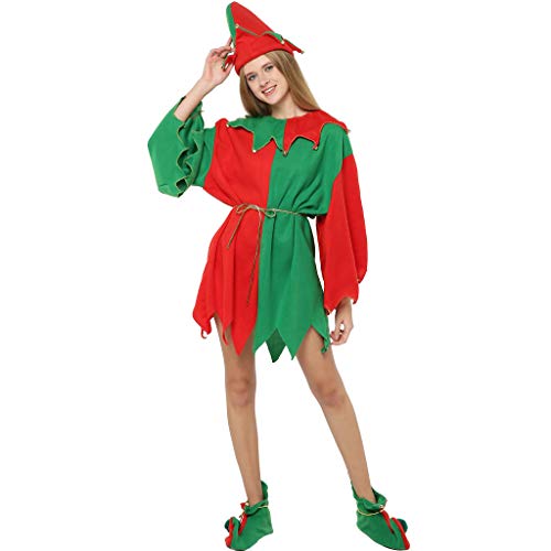 EraSpooky Damen Elfe Kostüm 5 PC Weihnachten Verkleidung für Weihnachtsfeier (X-Large) von EraSpooky