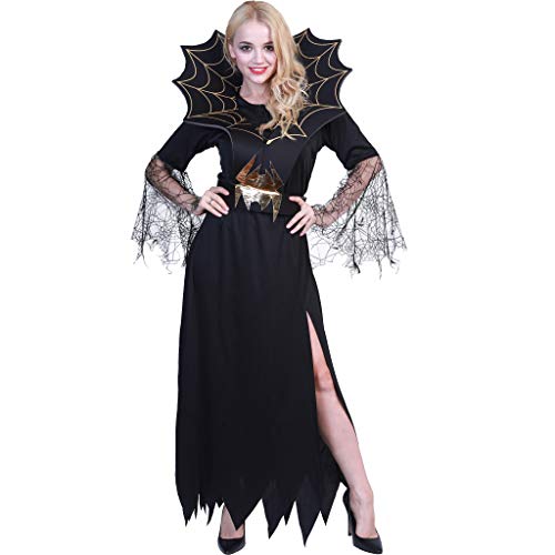EraSpooky Damen Hexe Kostüm Faschingskostüme Spinne Cosplay Halloween Party Karneval Fastnacht Kleid für Erwachsene von EraSpooky