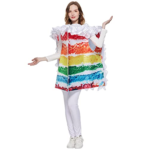 EraSpooky Damen Regenbogen-Kuchen-Kostüm für Erwachsene, Halloween, Essen, Party, Kostüm von EraSpooky