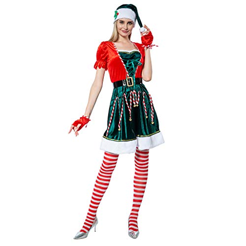 EraSpooky Damen Weihnachten Elfe Kostüm Faschingskostüme Cosplay Party Karneval Fastnacht Kleid für Erwachsene von EraSpooky