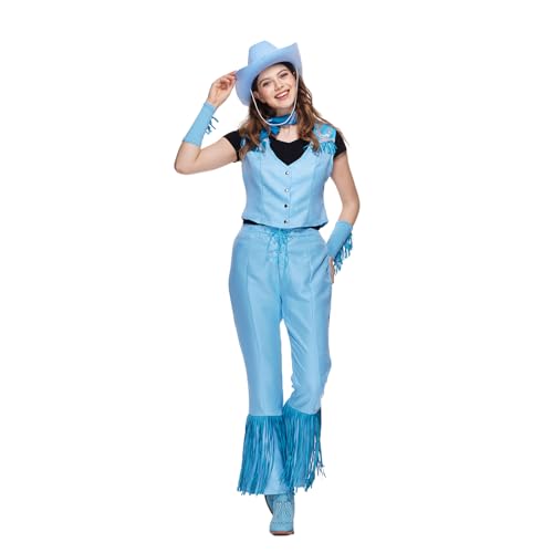 EraSpooky Damen Western Cowgirl Kostüm mit Fransen – Stilvolles Blaues Rodeo-Outfit für Partys und Events EraSpooky Damen Western Cowgirl Kostüm mit Fransen – Stilvolles Blaues Rodeo-Outfit für Partys und Events von EraSpooky