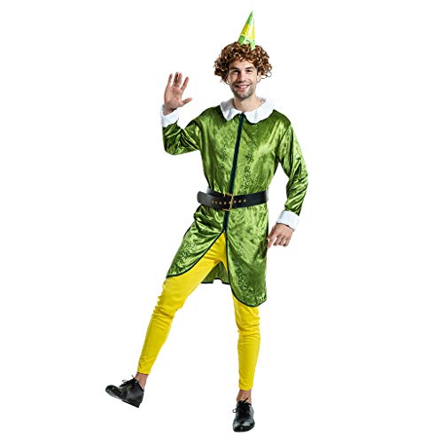 EraSpooky Elfe Kostüm mit Perücke Hut Faschingskostüme Cosplay Halloween Party Karneval Fastnacht Kleid für Erwachsene Herren Damen von EraSpooky