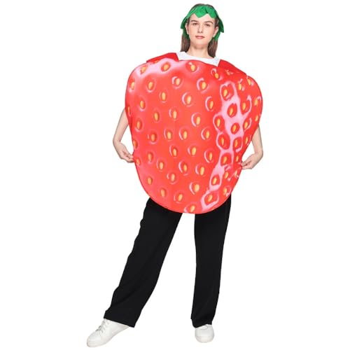 EraSpooky Erdbeerkostüm für Erwachsene lustige Obstfutter Outfits Halloween Party Kostüm Kleid von EraSpooky