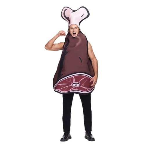 EraSpooky Erwachsene Fleischbrocken Knochen Kostüm Lustiges Cartoon Großstab Knochen Halloween Party Essen Tunika von EraSpooky