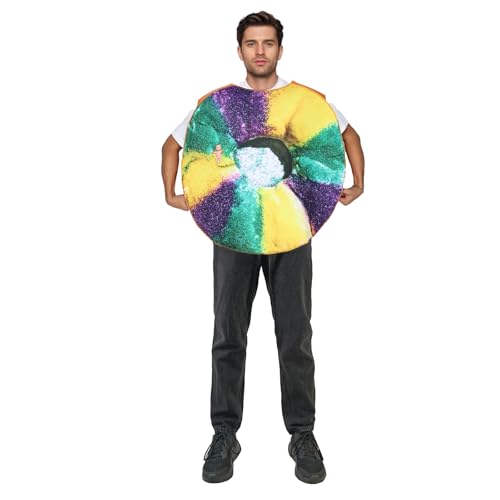 EraSpooky Erwachsenenkostüm King Cakes Lustiges Karnevalsumzug Outfits für Männer Frauen Mehrfarbig von EraSpooky