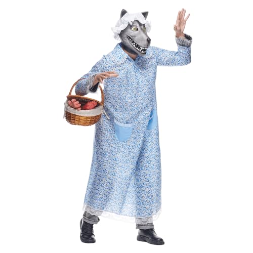 EraSpooky Erwachsener Böser Großmutter Wolf Kostüm Lustiges Halloween Märchenoutfit für Rotkäppchen für Männer und Frauen von EraSpooky