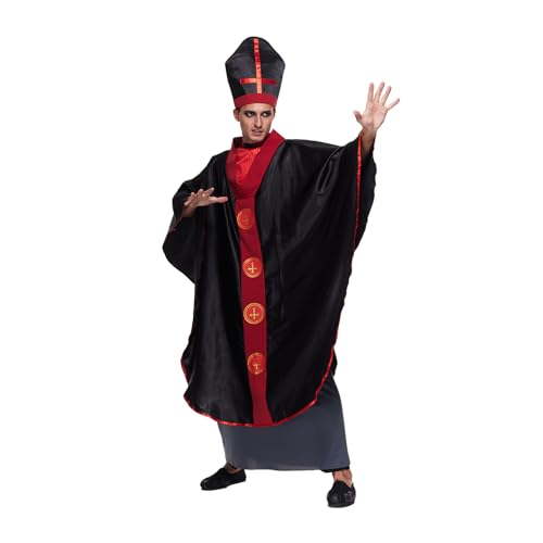 EraSpooky Herren Papst Kostüm Halloween Mönch Robe Priester Kostüm von EraSpooky