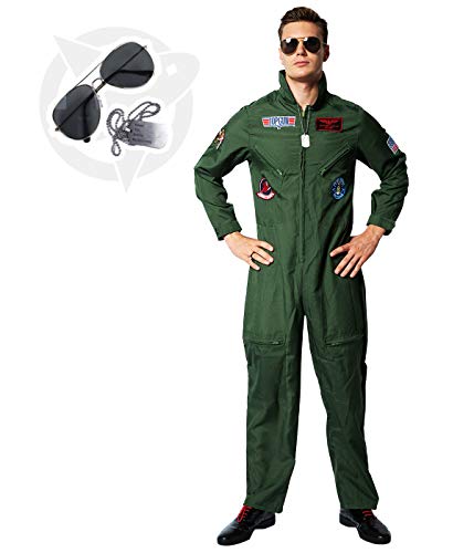 EraSpooky Herren Pilot Kostüm Flieger Faschingskostüme Cosplay Halloween Party Karneval Fastnacht Kleidung für Erwachsene von EraSpooky