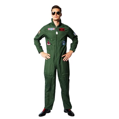 EraSpooky Herren Pilot Kostüm Flieger Faschingskostüme Cosplay Halloween Party Karneval Fastnacht Kleidung für Erwachsene von EraSpooky