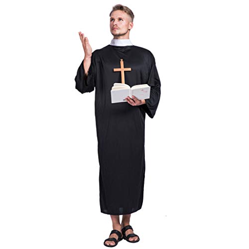 EraSpooky Herren Priester Mönch Kostüm Cosplay Faschingskostüme - Halloween Party Karneval Fastnacht Kleid für Erwachsene von EraSpooky
