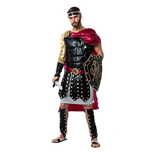 EraSpooky Herren Römisches Gladiator Kostüm mit Umhang Faschingskostüme Cosplay Halloween Party Karneval Fastnacht Kleid für Erwachsene von EraSpooky