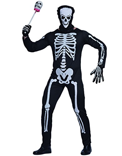 EraSpooky Herren Skelett Halloween Kostüm, Weiss/opulenter Garten, L von EraSpooky