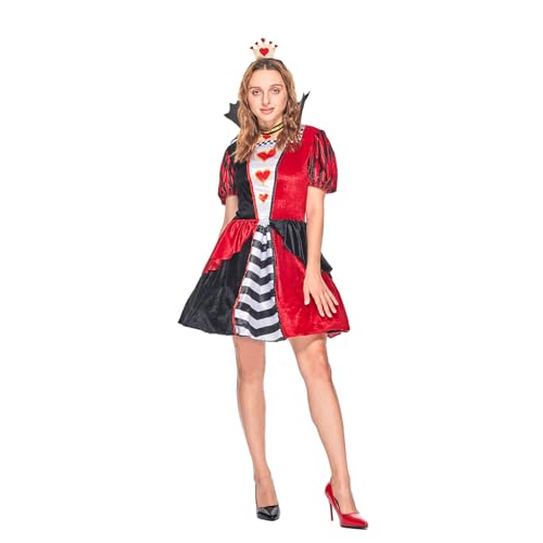 EraSpooky Herzkönigin Kostüm für Damen – Inspiriert von Alice im Wunderland – Halloween Kleid mit Krone EraSpooky Herzkönigin Kostüm für Damen – Inspiriert von Alice im Wunderland – Halloween Kleid mit Krone von EraSpooky