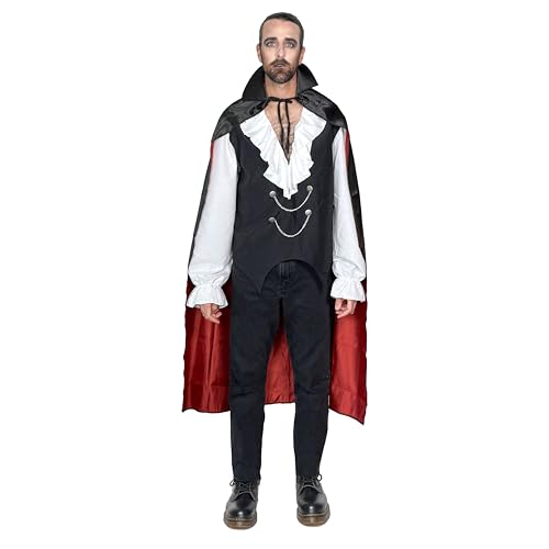 EraSpooky Klassisches Vampir Kostüm für Herren mit Umhang Graf Dracula Halloween Outfit von EraSpooky