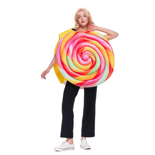 EraSpooky Lollipop Kostüm für Erwachsene Unisex Halloween Regenbogen Süßigkeiten Outfits für Männer und Frauen von EraSpooky