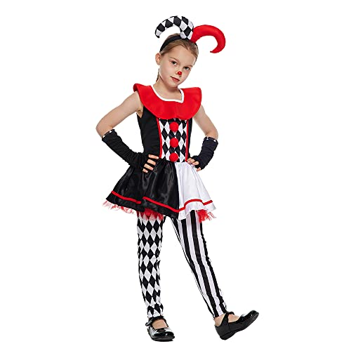 EraSpooky Mädchen Killerclown Kostüm Set Halloween Kinder böser Clown Kleid von EraSpooky