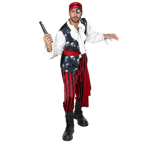 EraSpooky Piratenkostüm für Herren Rot-Schwarz Gestreiftes Korsaren-Outfit EraSpooky Piratenkostüm für Herren Rot-Schwarz Gestreiftes Korsaren-Outfit von EraSpooky