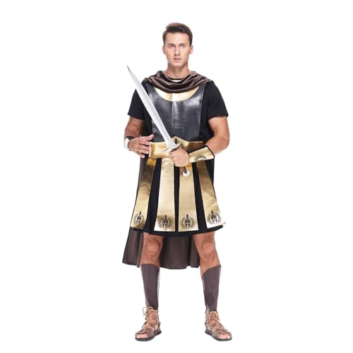 EraSpooky Tapfere Männer Römischer Gladiator Kostüm Halloween Soldat Antiker Krieger Set Fancy Dress Up Party EraSpooky Tapfere Männer Römischer Gladiator Kostüm Halloween Soldat Antiker Krieger Set Fancy Dress Up Party von EraSpooky