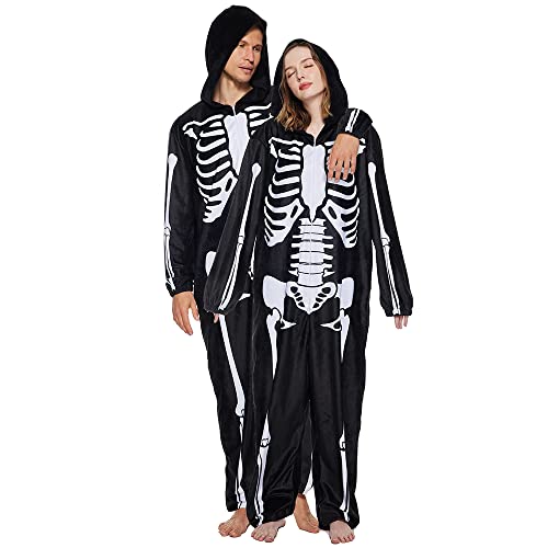 EraSpooky Totenkopf Pyjama Kostüm für Erwachsene für Halloween Party, Cosplay, Karneval, Themenparty Kleidung von EraSpooky