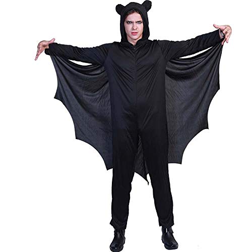 EraSpooky Unisex Fledermaus Kostüm für Erwachsene mit Kapuze und Flügeln Halloween Jumpsuit von EraSpooky