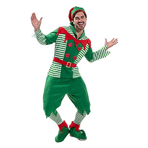 EraSpooky Weihnachtself-Kostüm für Erwachsene, Weihnachtsmann, Helfer, Design, Rot, Grün von EraSpooky