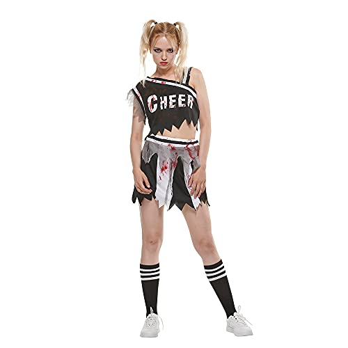 EraSpooky Zombie Cheerleader Cosplay Kostüm für Frauen Erwachsene Halloween Ostern Kostüm von EraSpooky