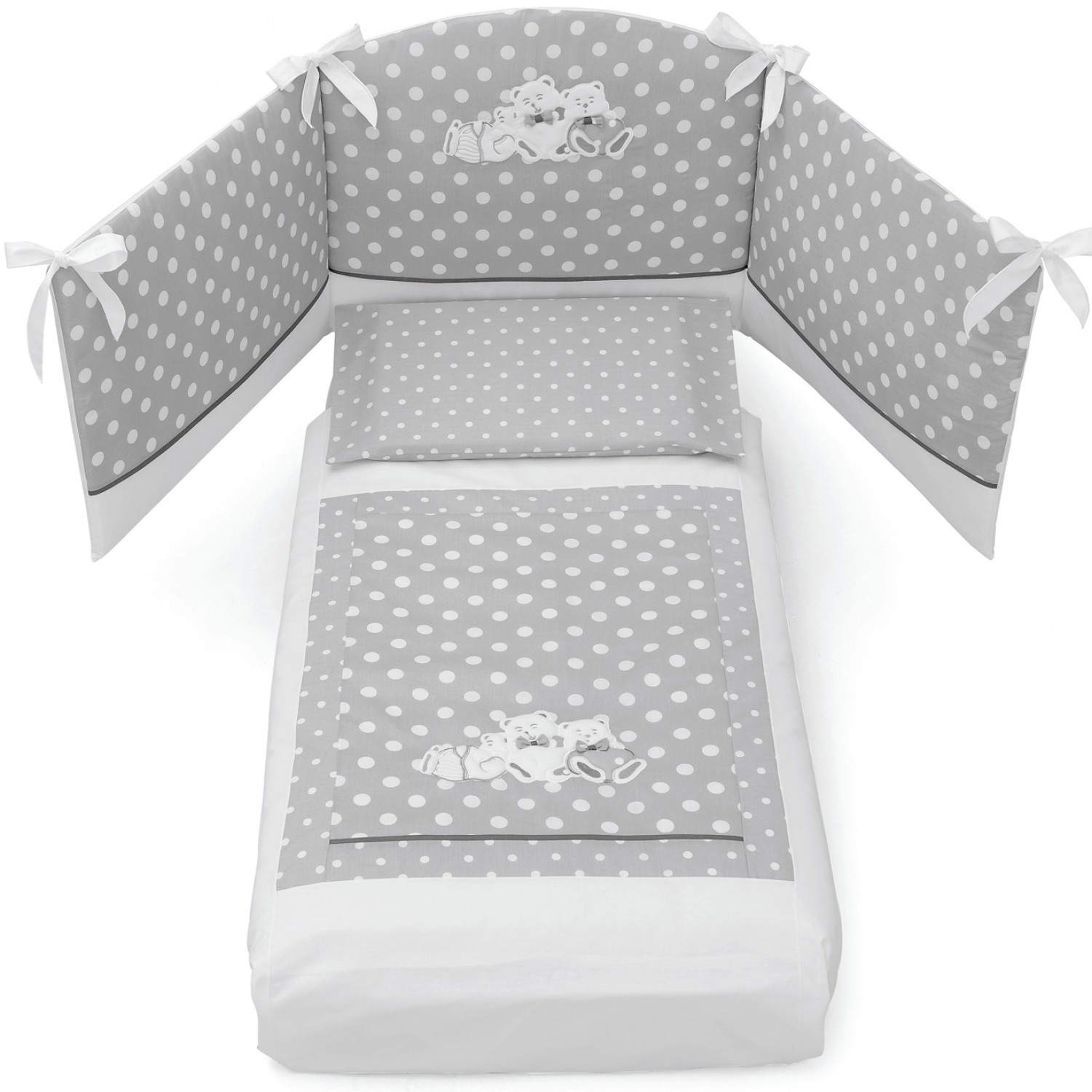 Erbesi Pisoloni White Grey Abnehmbares Kinderbett-Set Erbesi Pisoloni White Grey Abnehmbares Kinderbett-Set von Erbesi