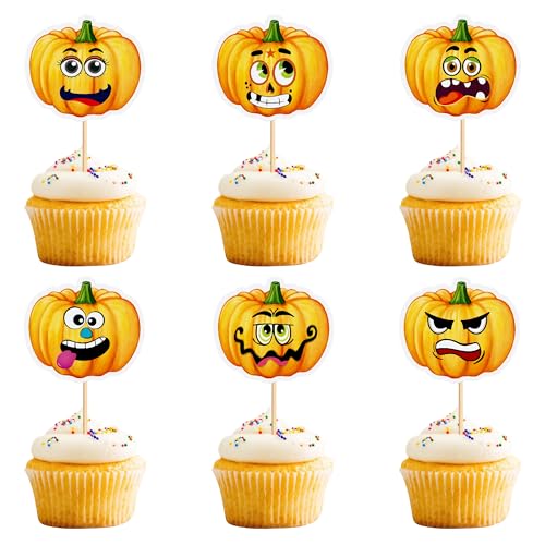 Ercadio 30 Stück Kürbis-Cupcake-Aufsätze, niedlicher Ausdruck, Kuchenspieße, kleiner Kürbis, Babyparty-Dekorationen, lustiges Kürbis-Thema, Babyparty, Kindergeburtstag, Partyzubehör Ercadio 30 Stück Kürbis-Cupcake-Aufsätze, niedlicher Ausdruck, Kuchenspieße, kleiner Kürbis, Babyparty-Dekorationen, lustiges Kürbis-Thema, Babyparty, Kindergeburtstag, Partyzubehör von Ercadio
