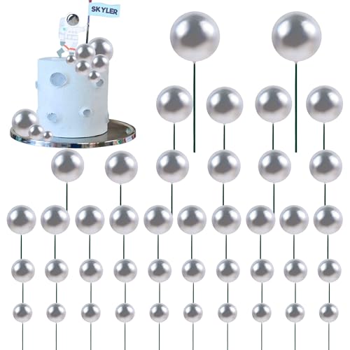Ercadio 42 Stück Kugel-Kuchenaufsätze, Bälle, Cupcake-Topper, silberfarbene Kugelförmige Kuchenspieße, DIY-Luftballons, Kucheneinsatz für Hochzeit, Verlobung, Babyparty, Geburtstag, Party Ercadio 42 Stück Kugel-Kuchenaufsätze, Bälle, Cupcake-Topper, silberfarbene Kugelförmige Kuchenspieße, DIY-Luftballons, Kucheneinsatz für Hochzeit, Verlobung, Babyparty, Geburtstag, Party von Ercadio