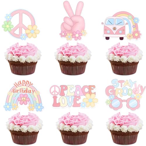 Ercadio Cupcake-Aufsätze für Hippie-Partys, glitzernde Peace-Zeichen, Cupcake-Picks, Peace and Love Dove, Regenbogen-Cupcake-Topper für 60er-Jahre, Hippie-Retro-Mottoparty, Kuchendekoration, Zubehör, Ercadio Cupcake-Aufsätze für Hippie-Partys, glitzernde Peace-Zeichen, Cupcake-Picks, Peace and Love Dove, Regenbogen-Cupcake-Topper für 60er-Jahre, Hippie-Retro-Mottoparty, Kuchendekoration, Zubehör, von Ercadio