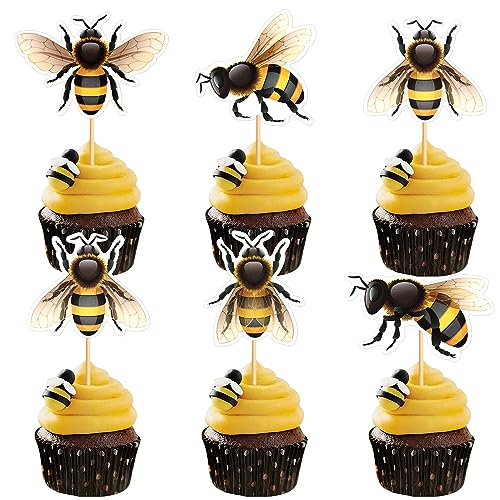Ercadio Cupcake-Aufsätze mit Bienenmotiv, Wabenmuster, 25 Stück, Frühlingsbienen, Kuchendekoration für Bienen-Thema, Geburtstag, Babyparty, Party, Kinder-Kuchendekoration Ercadio Cupcake-Aufsätze mit Bienenmotiv, Wabenmuster, 25 Stück, Frühlingsbienen, Kuchendekoration für Bienen-Thema, Geburtstag, Babyparty, Party, Kinder-Kuchendekoration von Ercadio