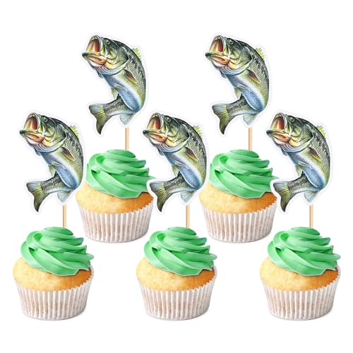 Ercadio Cupcake-Aufsätze mit Fischmotiven, Ozean-Tiere, Cupcake-Picks, Fisch-Geburtstags-Cupcake-Dekorationen für Babyparty, Geburtstag, Tier-Themenparty, Kuchendekoration, 24 Stück Ercadio Cupcake-Aufsätze mit Fischmotiven, Ozean-Tiere, Cupcake-Picks, Fisch-Geburtstags-Cupcake-Dekorationen für Babyparty, Geburtstag, Tier-Themenparty, Kuchendekoration, 24 Stück von Ercadio