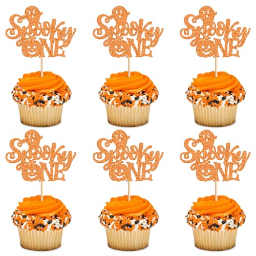 Ercadio Cupcake-Topper für Halloween, glitzernd, Orange, gruseliger Geist-Kürbis-Cupcake-Topper, Picks für Happy Halloween, Geburtstag, Party, Kuchendekoration, Zubehör, 24 Stück Ercadio Cupcake-Topper für Halloween, glitzernd, Orange, gruseliger Geist-Kürbis-Cupcake-Topper, Picks für Happy Halloween, Geburtstag, Party, Kuchendekoration, Zubehör, 24 Stück von Ercadio