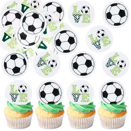 Ercadio Essbare Cupcake-Aufsätze mit Fußball-Motiv, 48 Stück, Motiv: Fußball, Sport, Kuchen, Dec, Fußball-Thema, Geburtstagsparty, Babyparty, Kinder, Jungen, Männer, Geburtstagsparty-Zubehör Ercadio Essbare Cupcake-Aufsätze mit Fußball-Motiv, 48 Stück, Motiv: Fußball, Sport, Kuchen, Dec, Fußball-Thema, Geburtstagsparty, Babyparty, Kinder, Jungen, Männer, Geburtstagsparty-Zubehör von Ercadio