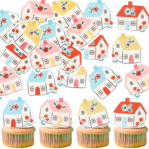 Ercadio Essbare Cupcake-Topper mit Aufschrift "Welcome Home", bunt, Hauseinweihung, Cupcake-Topper, Party-Kuchendekorationen, 60 Stück Ercadio Essbare Cupcake-Topper mit Aufschrift "Welcome Home", bunt, Hauseinweihung, Cupcake-Topper, Party-Kuchendekorationen, 60 Stück von Ercadio