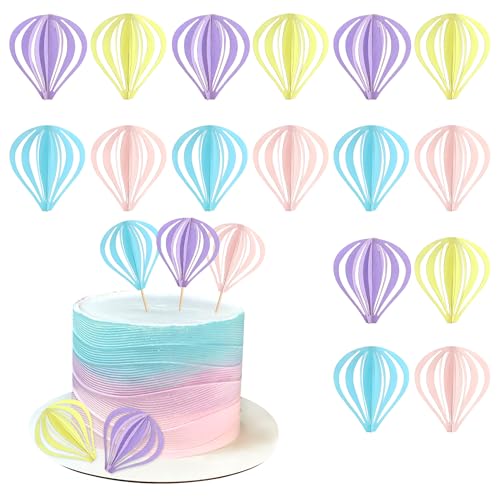Ercadio Stereoskopische Heißluftballon-Cupcake-Aufsätze, bunt, zusammengebaut, Heißluftballon, Cupcake-Picks, Hochzeit, Verlobung, Brautparty, Geburtstag, Party, Kuchendekorationen, Zubehör, 24 Stück Ercadio Stereoskopische Heißluftballon-Cupcake-Aufsätze, bunt, zusammengebaut, Heißluftballon, Cupcake-Picks, Hochzeit, Verlobung, Brautparty, Geburtstag, Party, Kuchendekorationen, Zubehör, 24 Stück von Ercadio
