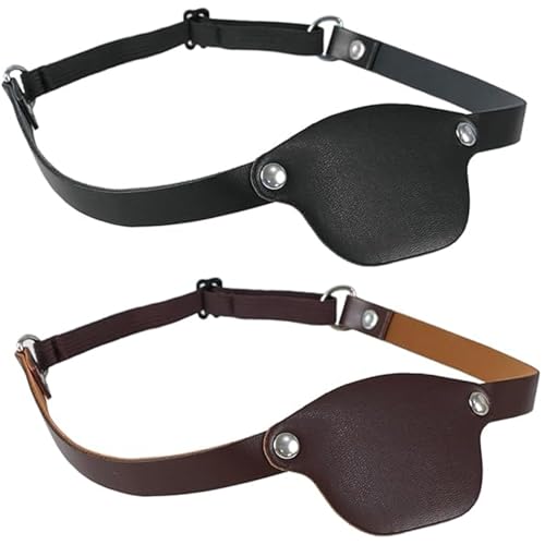 2pcs Pirate Eye Patch, PU Leder einstellbares Piratenkostüm, Halloween -Accessoires für Kinder Erwachsene von Ercoiong
