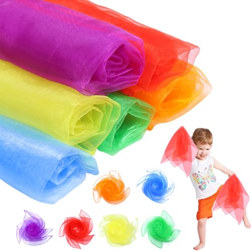 6pcs Seidenschals, 23, 6x23.6 Kinder Schal, farbenfrohe weiche hautfreundliche Jonglierschalte waschbarer Quadrat entwickeln sensorischer Spielzeugtanz für Performance, Bekleidungszubehör Geschenk Kin 6pcs Seidenschals, 23, 6x23.6 Kinder Schal, farbenfrohe weiche hautfreundliche Jonglierschalte waschbarer Quadrat entwickeln sensorischer Spielzeugtanz für Performance, Bekleidungszubehör Geschenk Kin von Ercoiong