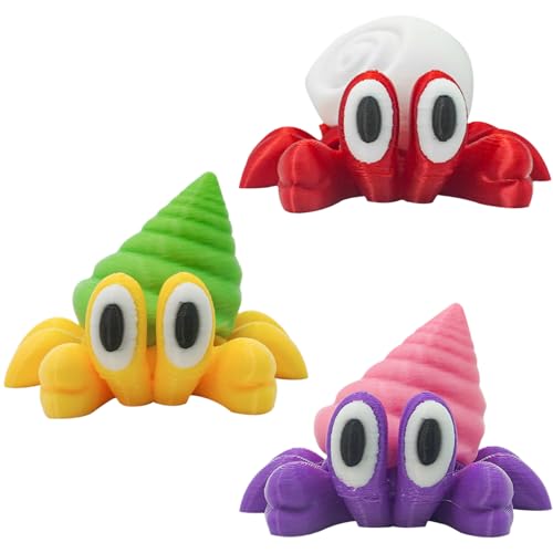 Erconsso Einsiedlerkrebs Spielzeugfigur,3er Set Kreative Tierfigur Mit Beweglichen Gelenken - Kleine Flexible Fingerfigur Zierde für Erwachsene Hausdekoration von Erconsso