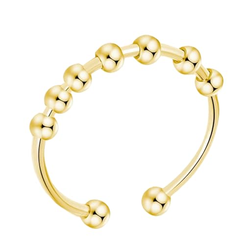 Erconsso Fidgetring Frauen - Verstellbarer Ring Mit Drehenden Perlen Zum Drehen Als Fidget Spielzeug - Edelstahl Beruhigender Ring Für Erwachsene Studenten Zur Stressreduktion Und Meditation Erconsso Fidgetring Frauen - Verstellbarer Ring Mit Drehenden Perlen Zum Drehen Als Fidget Spielzeug - Edelstahl Beruhigender Ring Für Erwachsene Studenten Zur Stressreduktion Und Meditation von Erconsso