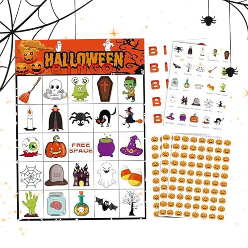 Erconsso Halloween Bingo Spielkarten für Erwachsene,Partypapier Bingo Karten - Interaktives Lernspiel Für Alle Altersgruppen von Erconsso