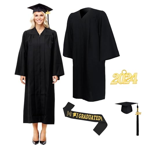 Erconsso Mütze und 2024 Unisex Akademisches Abschlussgewand-Kostümset für College- und High-School-Absolventen Matte Abschlussung Erconsso Mütze und 2024 Unisex Akademisches Abschlussgewand-Kostümset für College- und High-School-Absolventen Matte Abschlussung von Erconsso