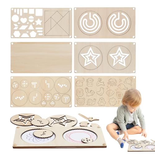 Erconsso sensorisches Spielzeug für Kleinkind, Holzmalerei Praxisbrett - Doodle Tracing Puzzle Board | Holzkunsthandwerksbedarf Malerei Spielzeug für Kleinkindjungen Mädchen Vorschulkinder von Erconsso