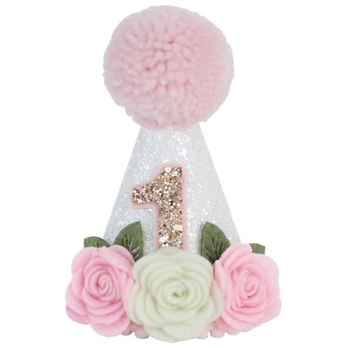 Ereniko Hut für den ersten Geburtstag, für Mädchen, 1. Baby in Blüte, Rosa Ereniko Hut für den ersten Geburtstag, für Mädchen, 1. Baby in Blüte, Rosa von Ereniko