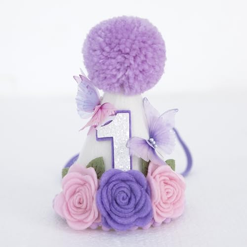 Ereniko Hut für den ersten Geburtstag, für Mädchen, 1. Baby in Blüte, Violett Ereniko Hut für den ersten Geburtstag, für Mädchen, 1. Baby in Blüte, Violett von Ereniko