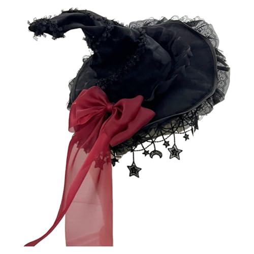 Ericetion Zaubererhut Schleife, Elegante Hexenkappe, Lustiges Cosplay-zubehör Für Halloween, Karneval, Party, Bühnenshows, Kostüm-requisiten Für Frauen Und Mädchen, Kopfbedeckung Ericetion Zaubererhut Schleife, Elegante Hexenkappe, Lustiges Cosplay-zubehör Für Halloween, Karneval, Party, Bühnenshows, Kostüm-requisiten Für Frauen Und Mädchen, Kopfbedeckung von Ericetion